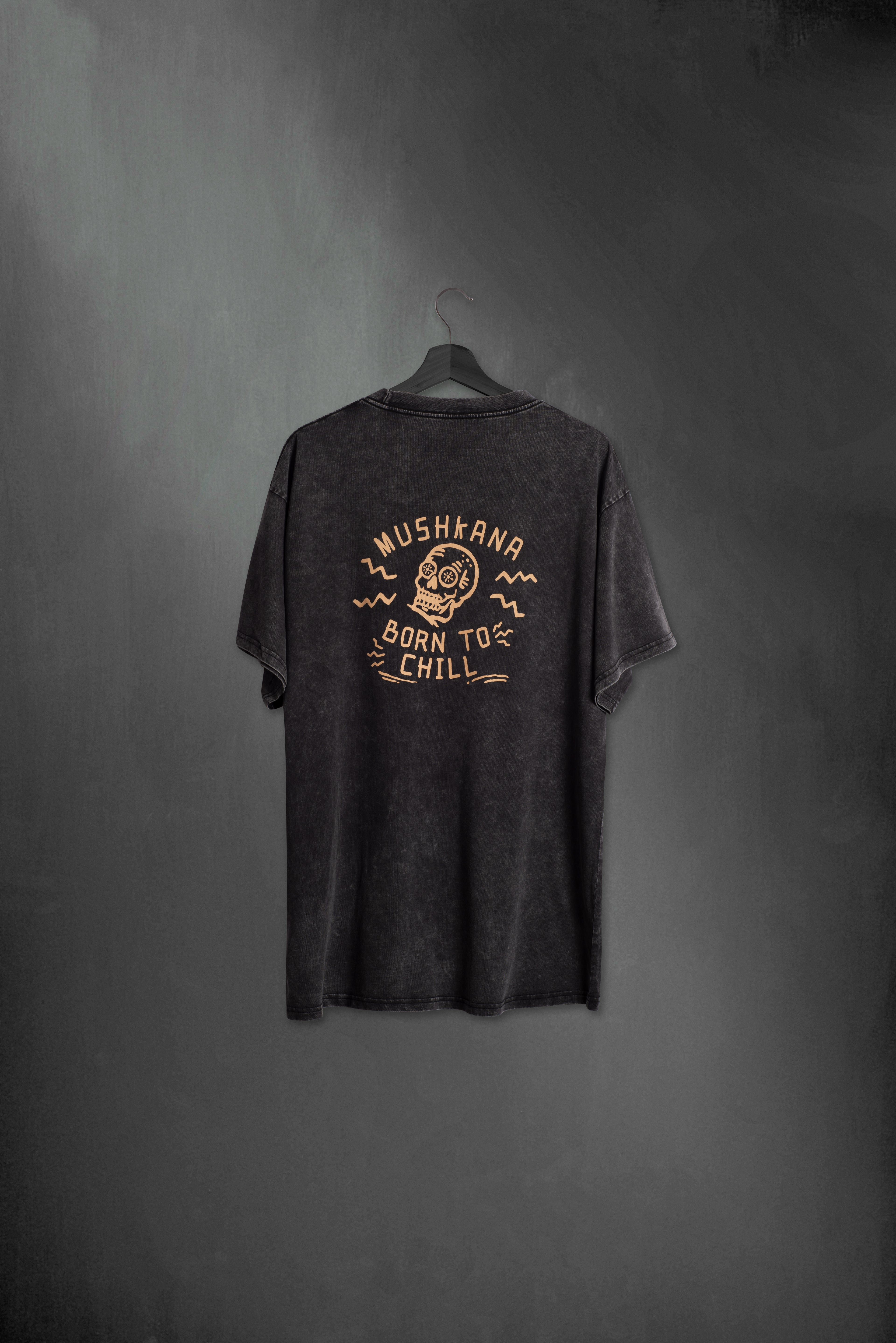 Remera Born2Chill Negra Lavada Oversized ss