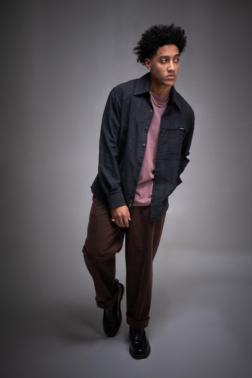Camisa Manga Larga Gingham Gris Topo