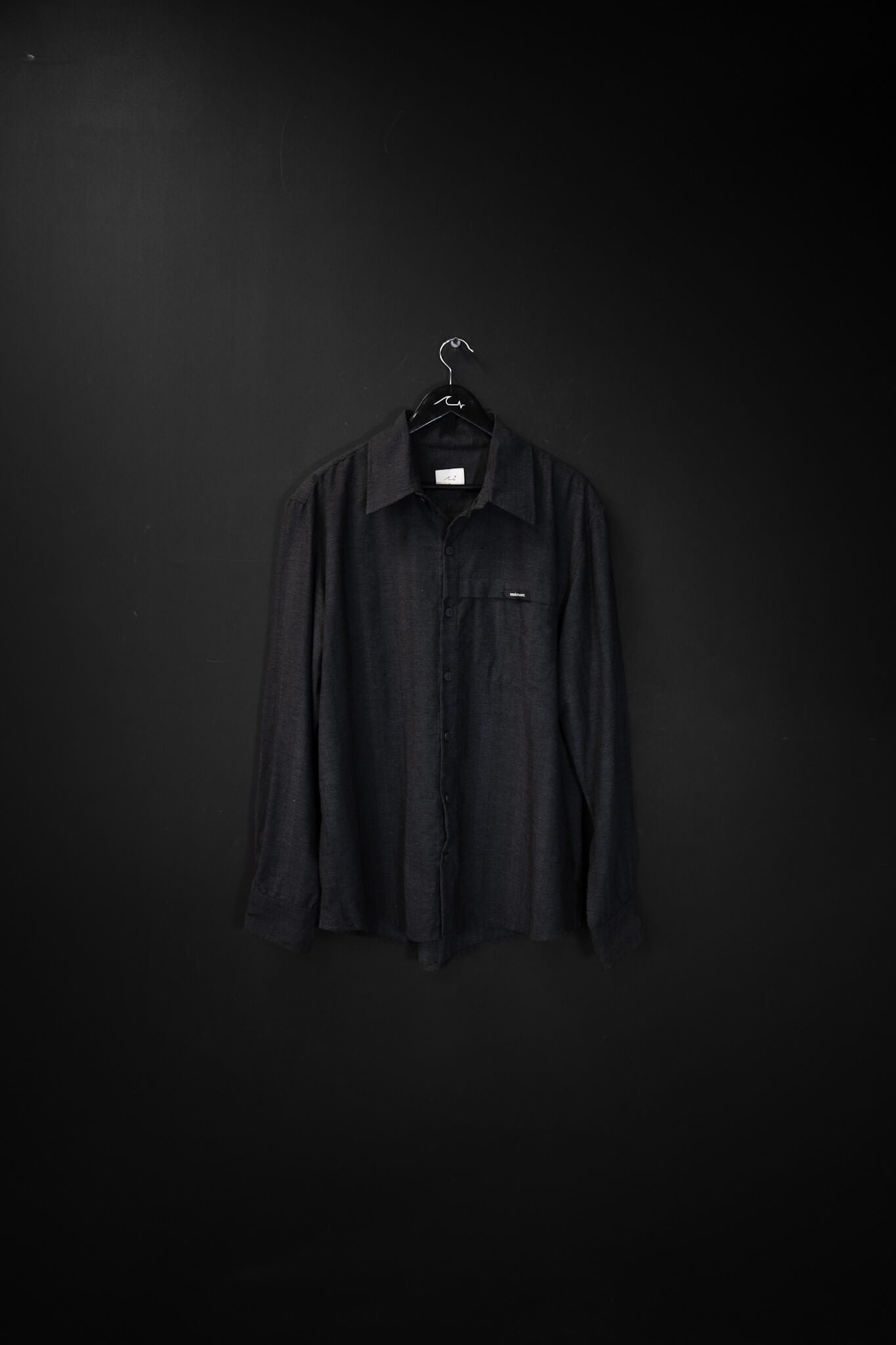 Camisa Manga Larga Gingham Gris Topo