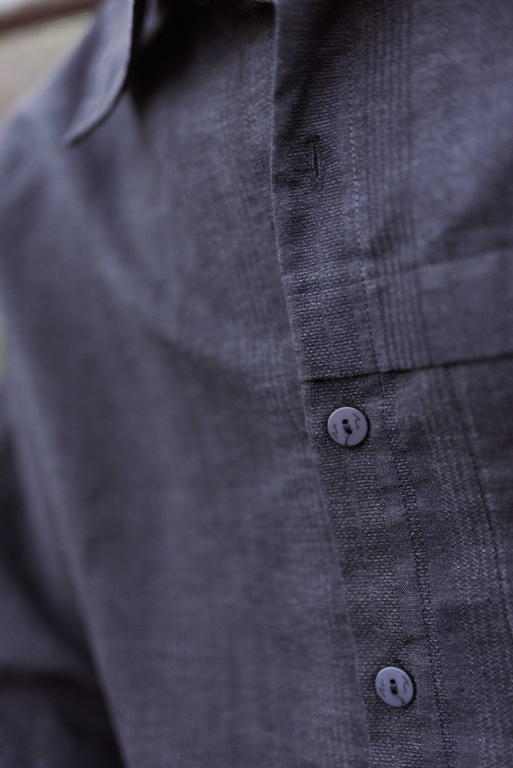 Camisa Manga Larga Gingham Gris Topo