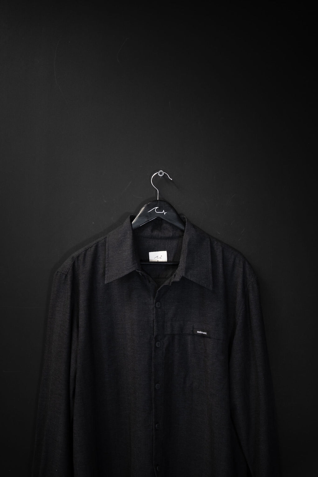 Camisa Manga Larga Gingham Gris Topo