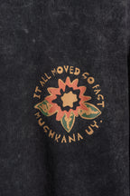 Remera Oversize Black Washed Flower SS