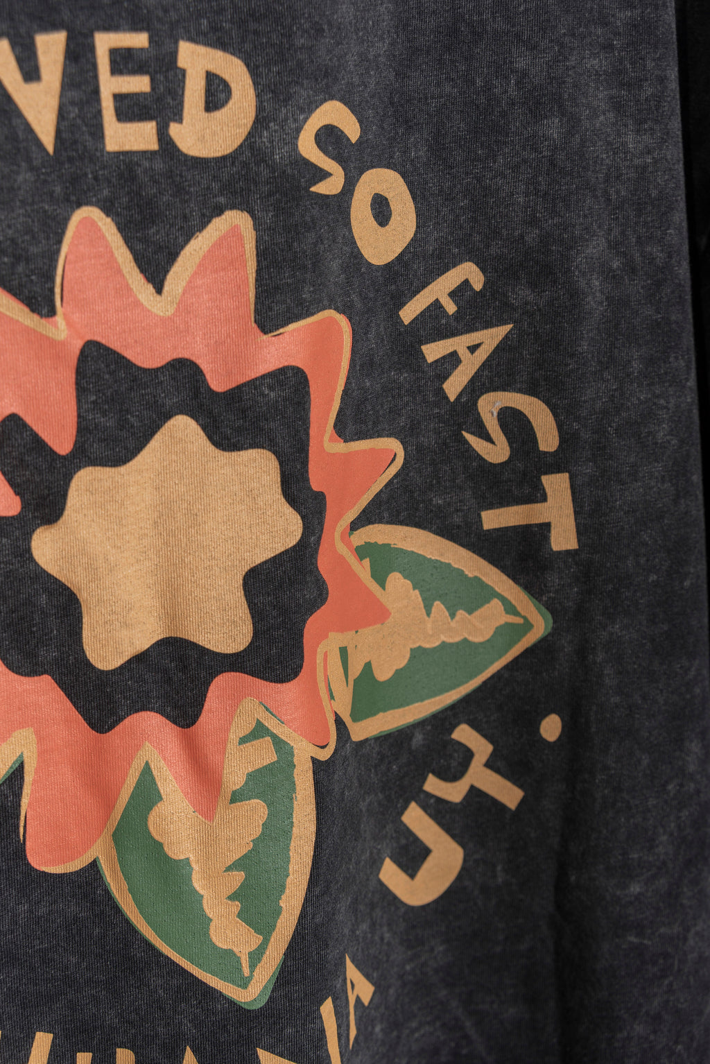 Remera Oversize Black Washed Flower SS