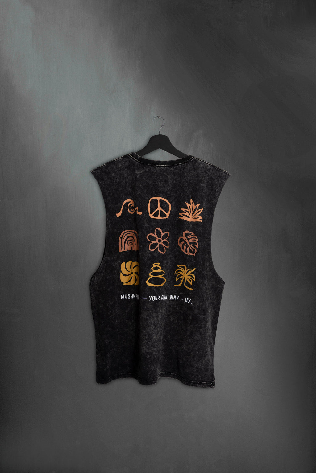 Musculosa Black Washed Peace ss