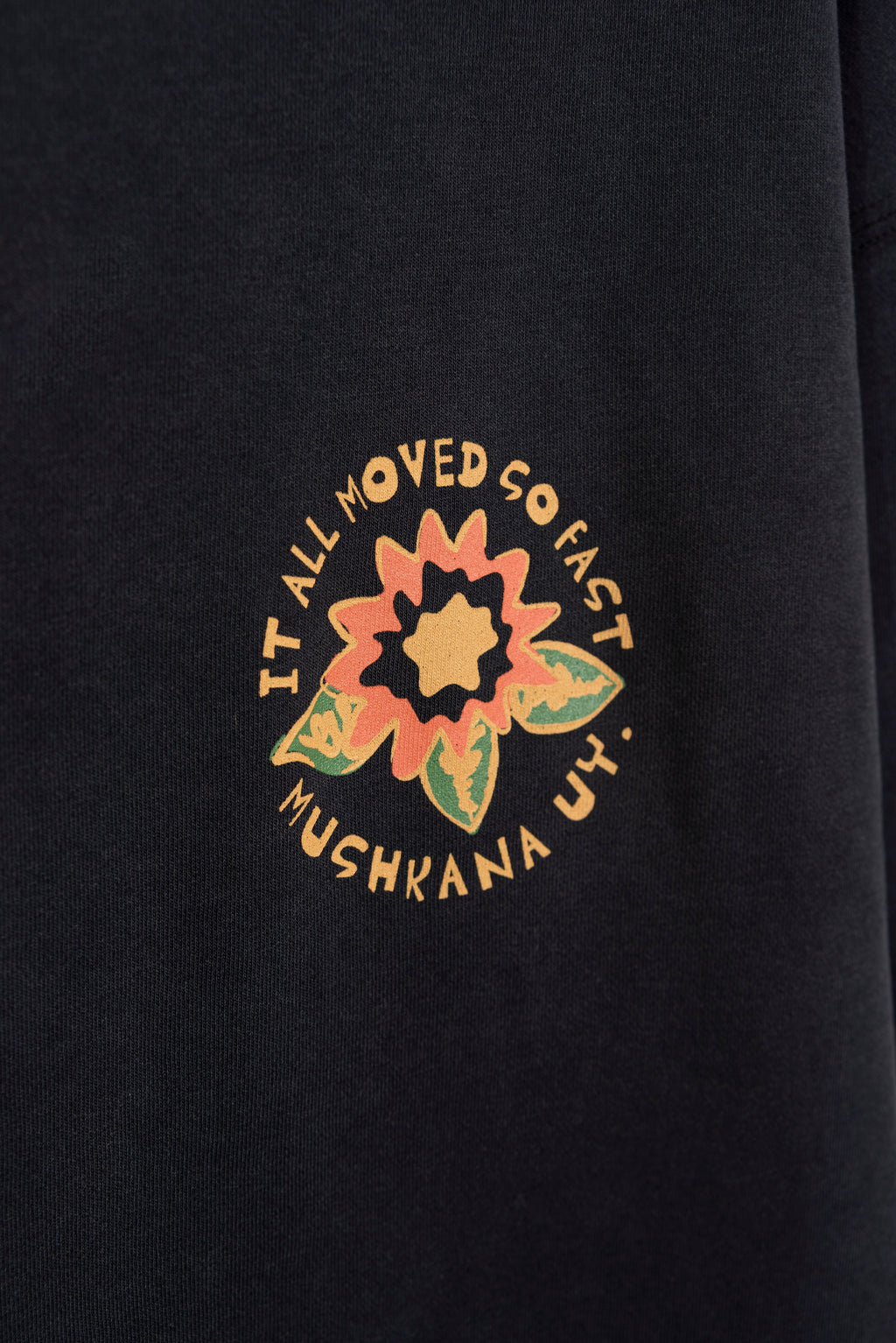 Hoodie Black Washed Flower ss
