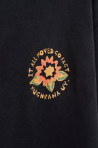 Hoodie Black Washed Flower ss
