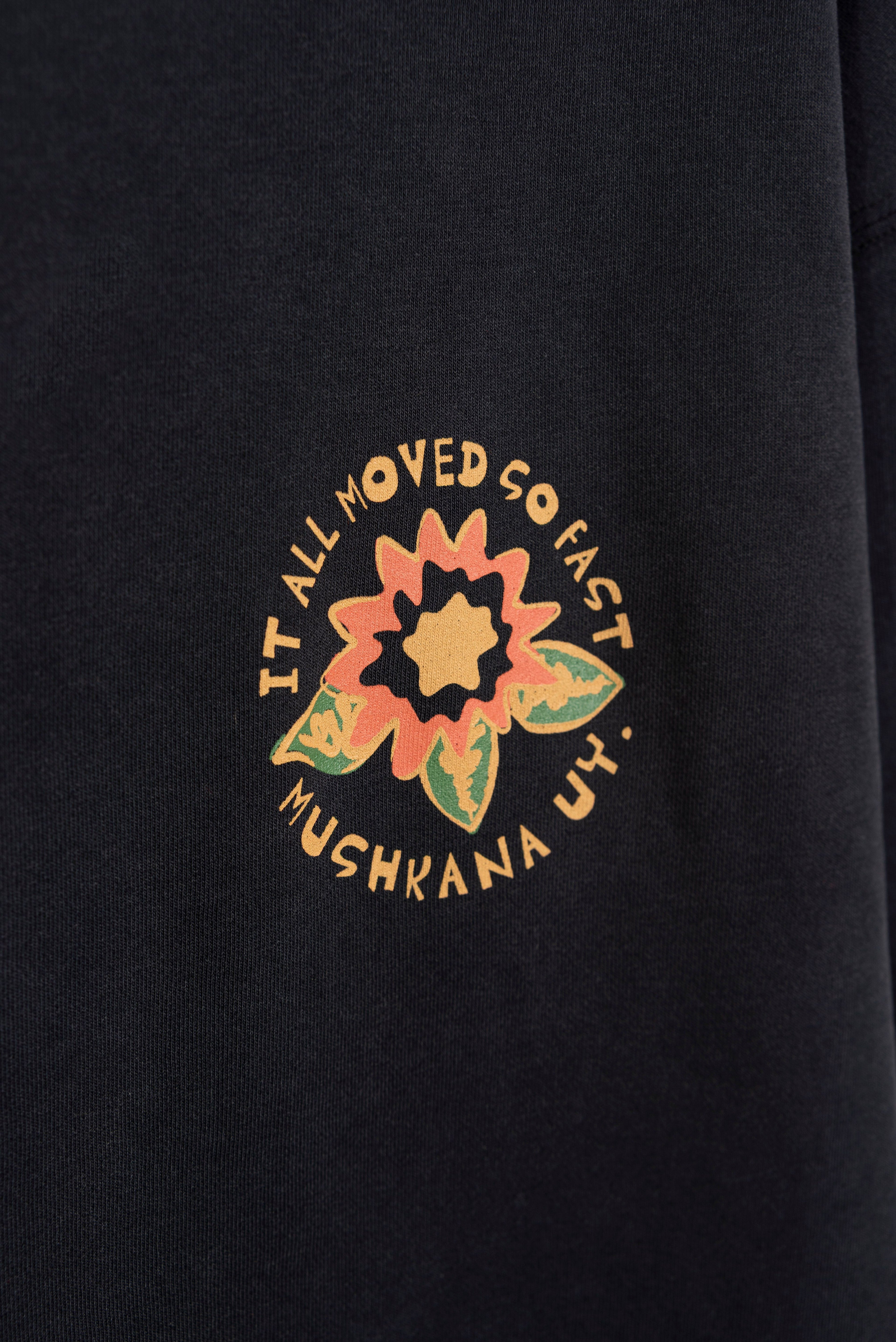 Hoodie Black Washed Flower ss