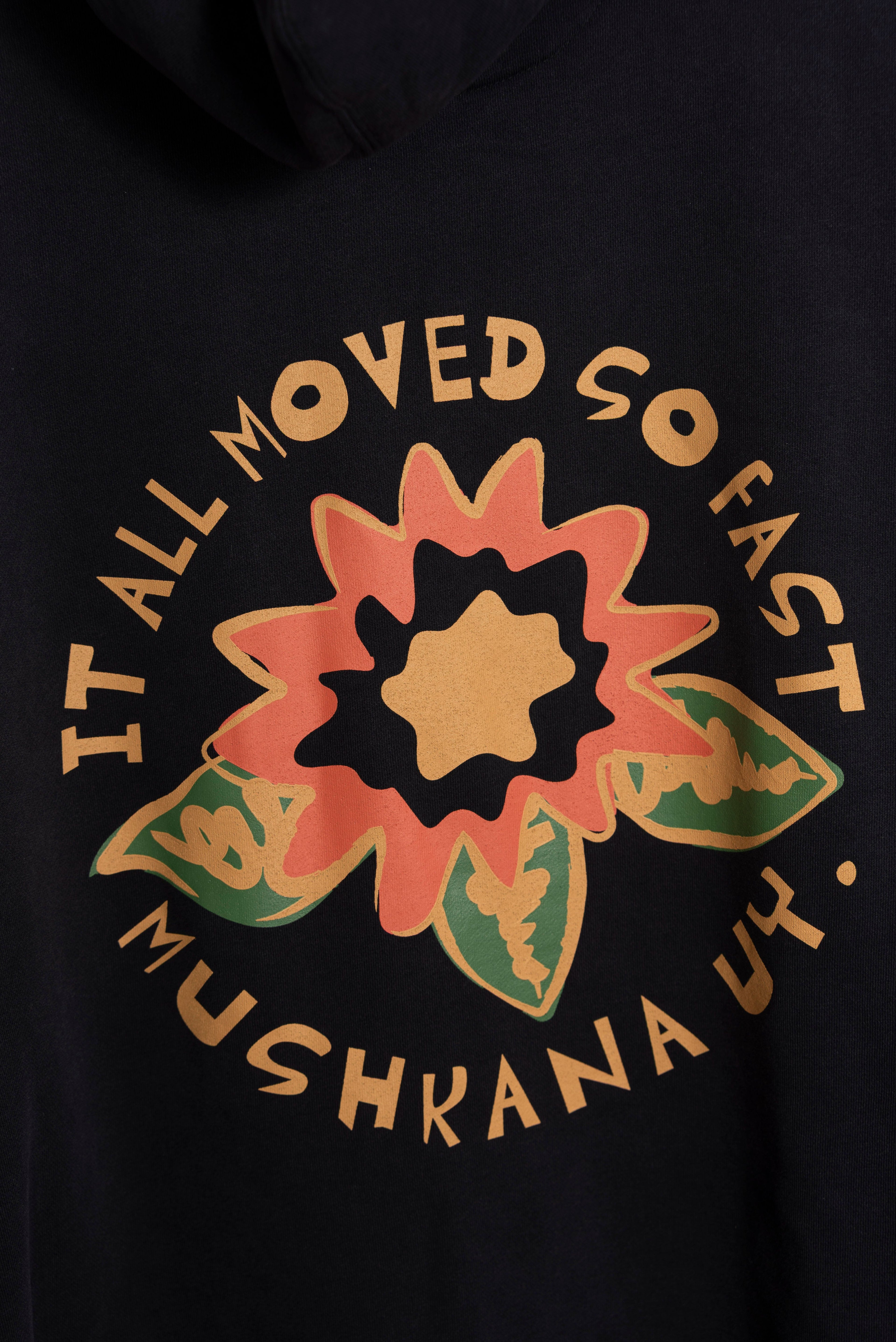 Hoodie Black Washed Flower ss