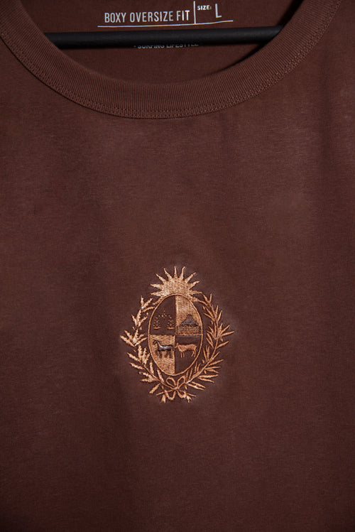 Remera Overbox Brown Escudo Uruguay