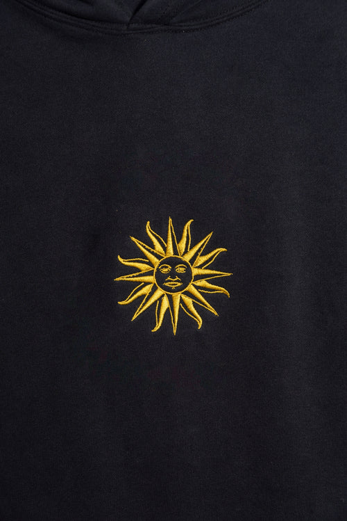 Hoodie Negro lavado Sol Uruguay
