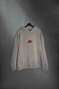 Hoodie khaki washed oversize con bordado Mushkana estilo cartel retro