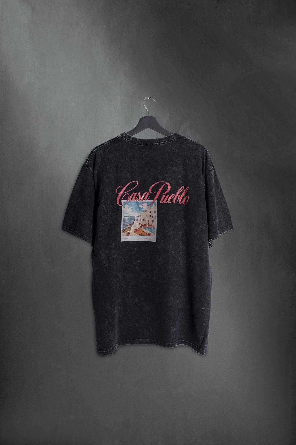 Remera Oversize Negra Washed Casa Pueblo