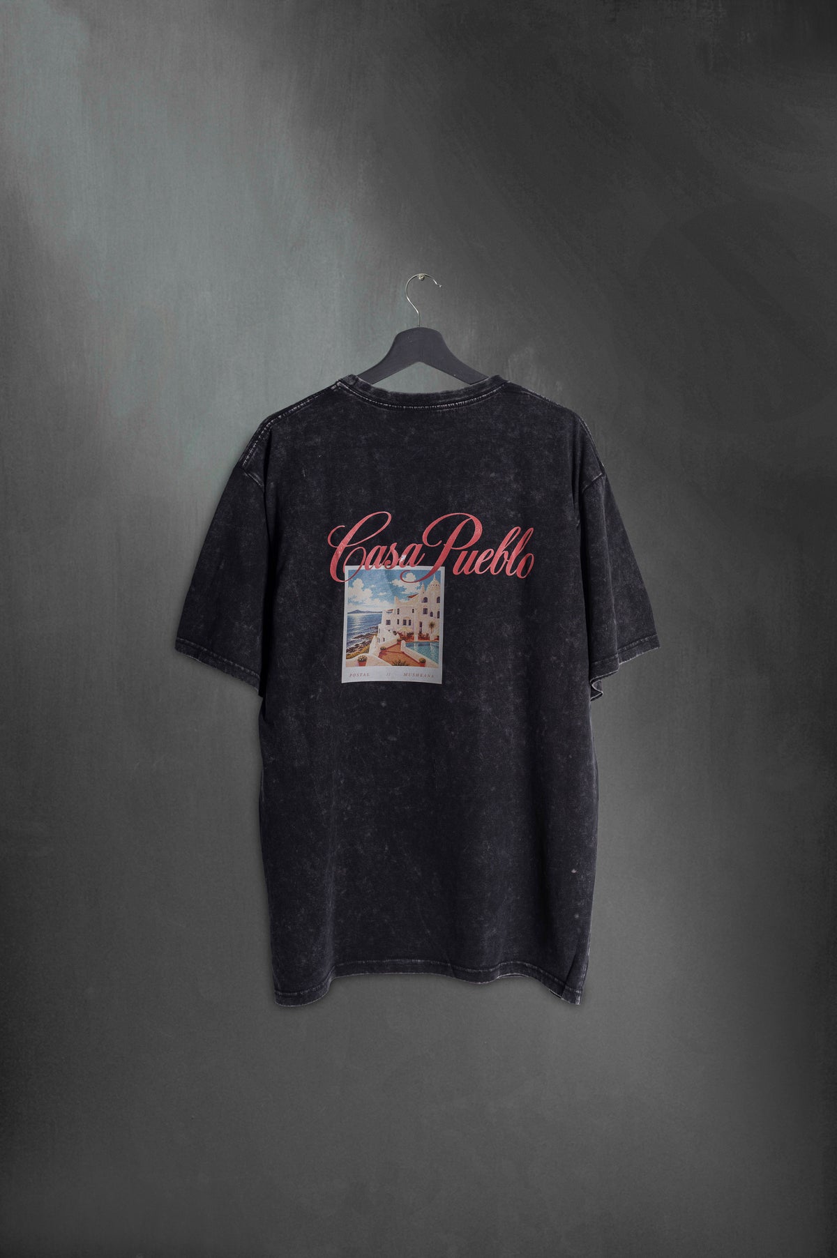 Remera Oversize Negra Washed Casa Pueblo
