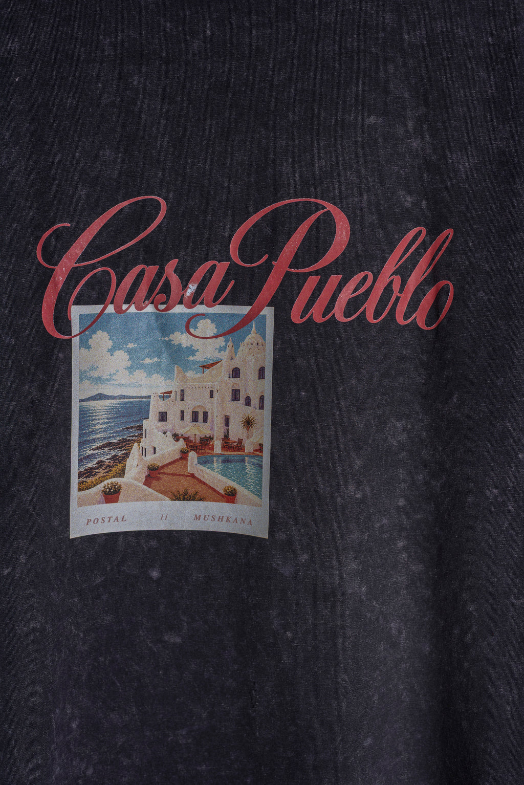 Remera Oversize Negra Washed Casa Pueblo