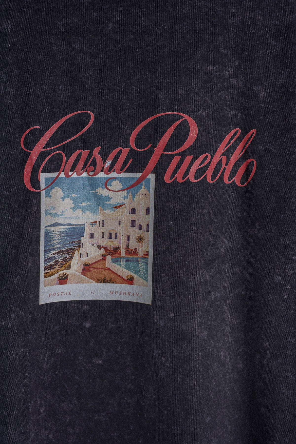 Remera Oversize Negra Washed Casa Pueblo