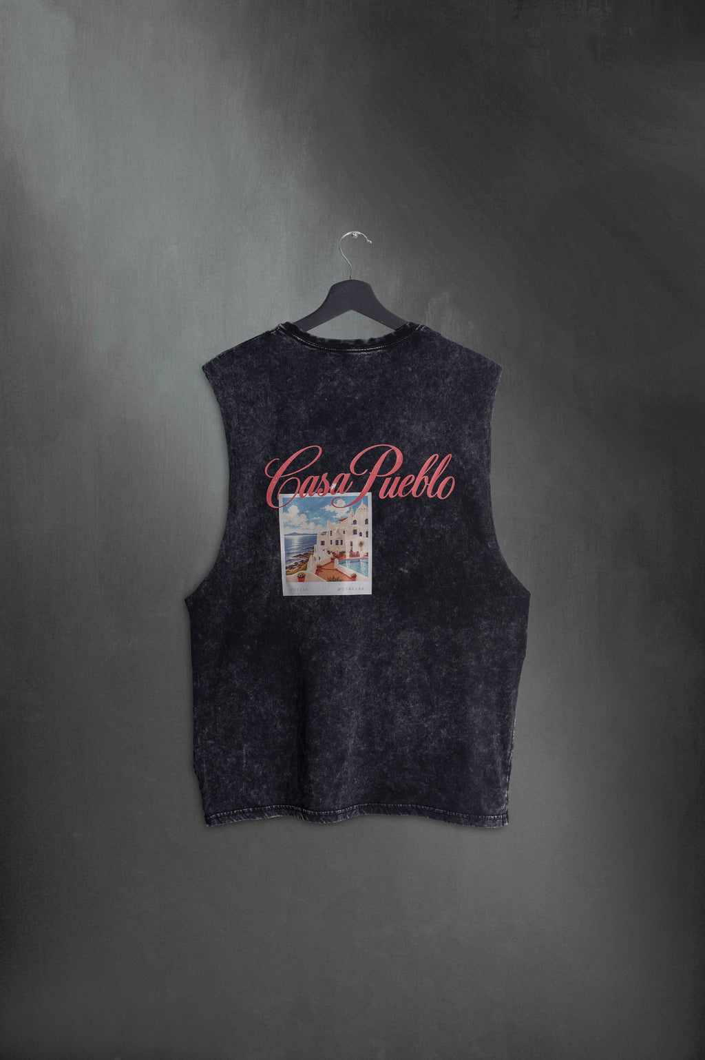 Musculosa Negra Washed Casa Pueblo