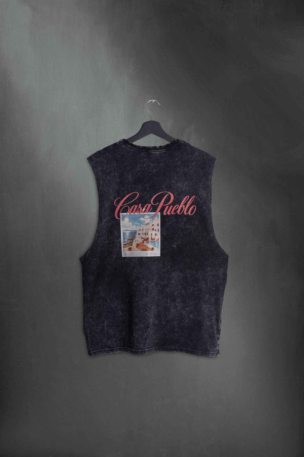 Musculosa Negra Washed Casa Pueblo