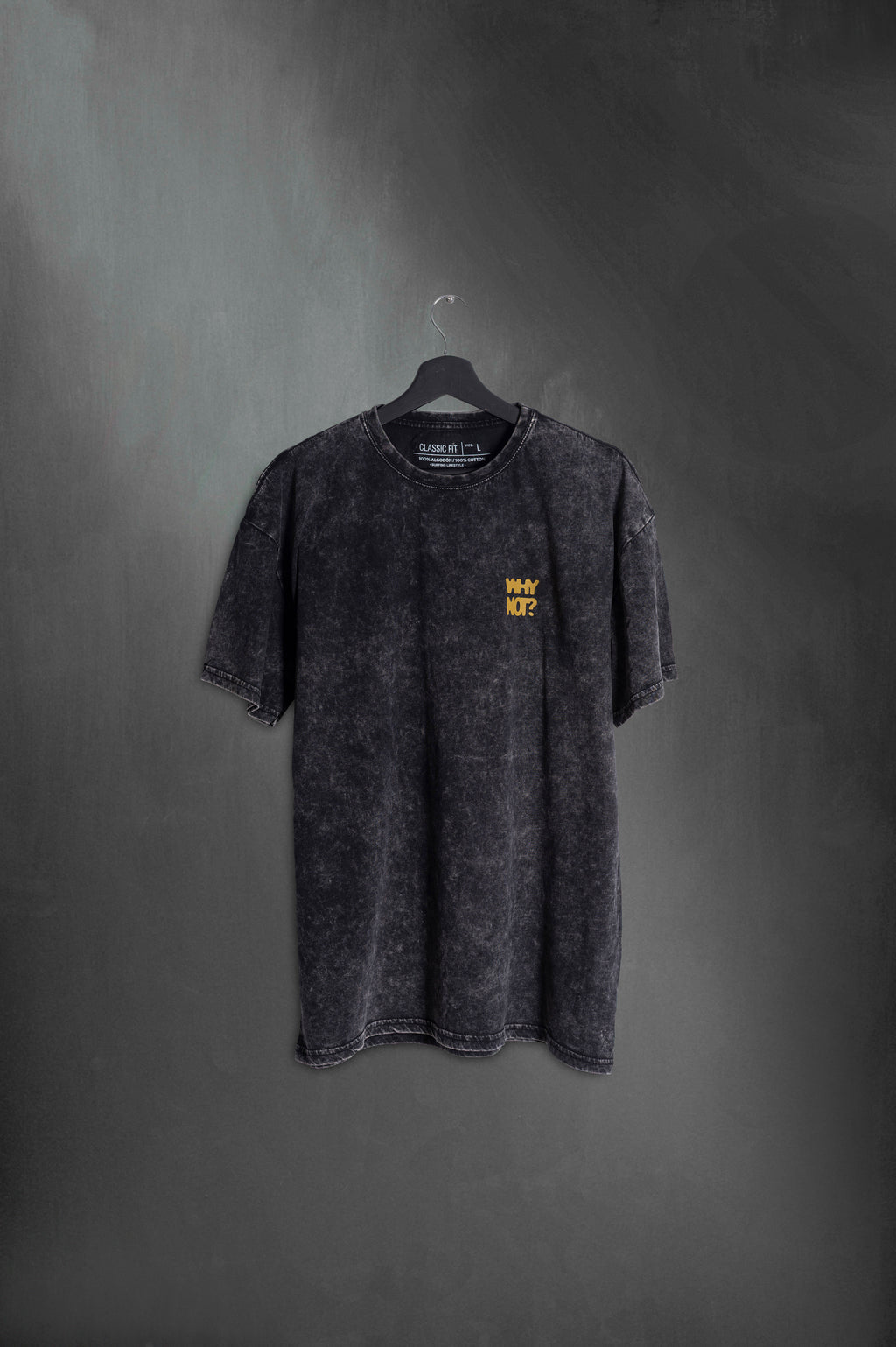 Remera Negra Washed Classic Why Not