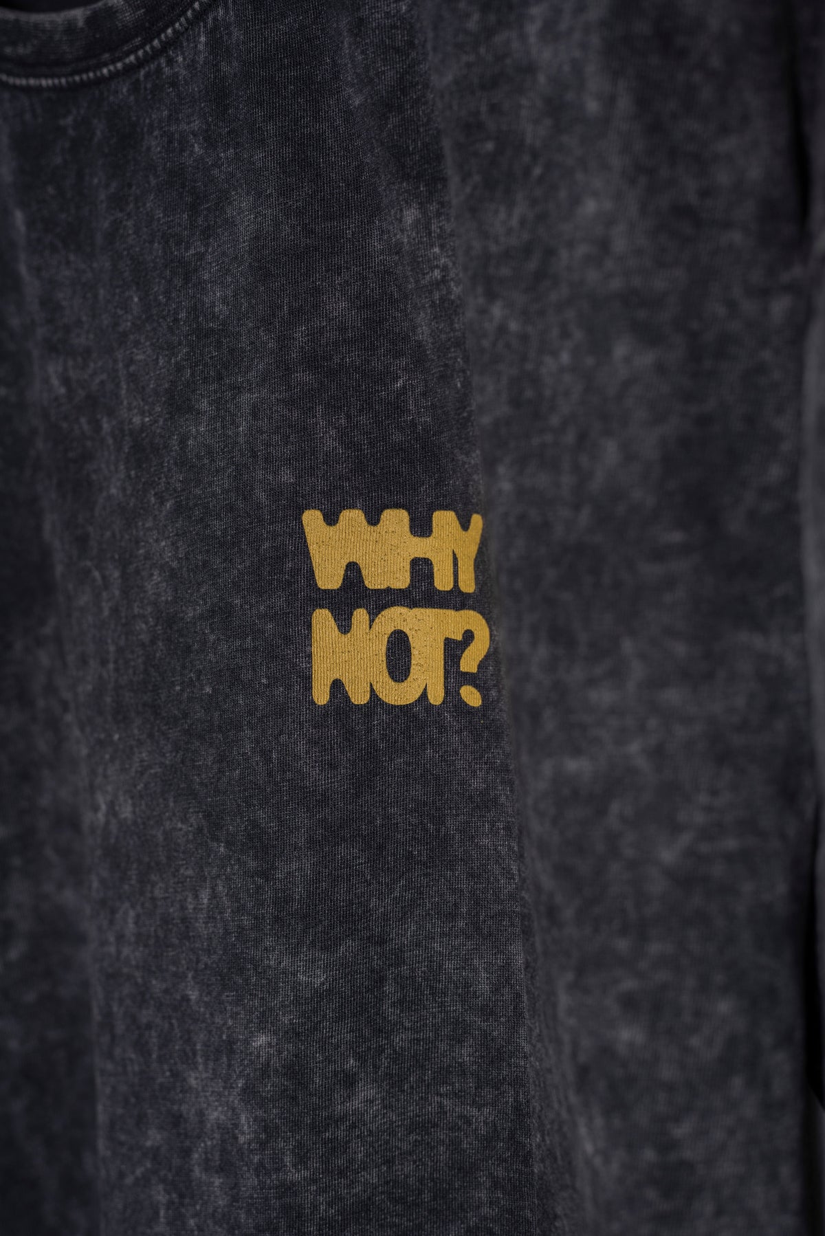 Remera Negra Washed Classic Why Not