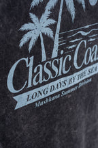 Remera Negra Washed Classic Coastal Club