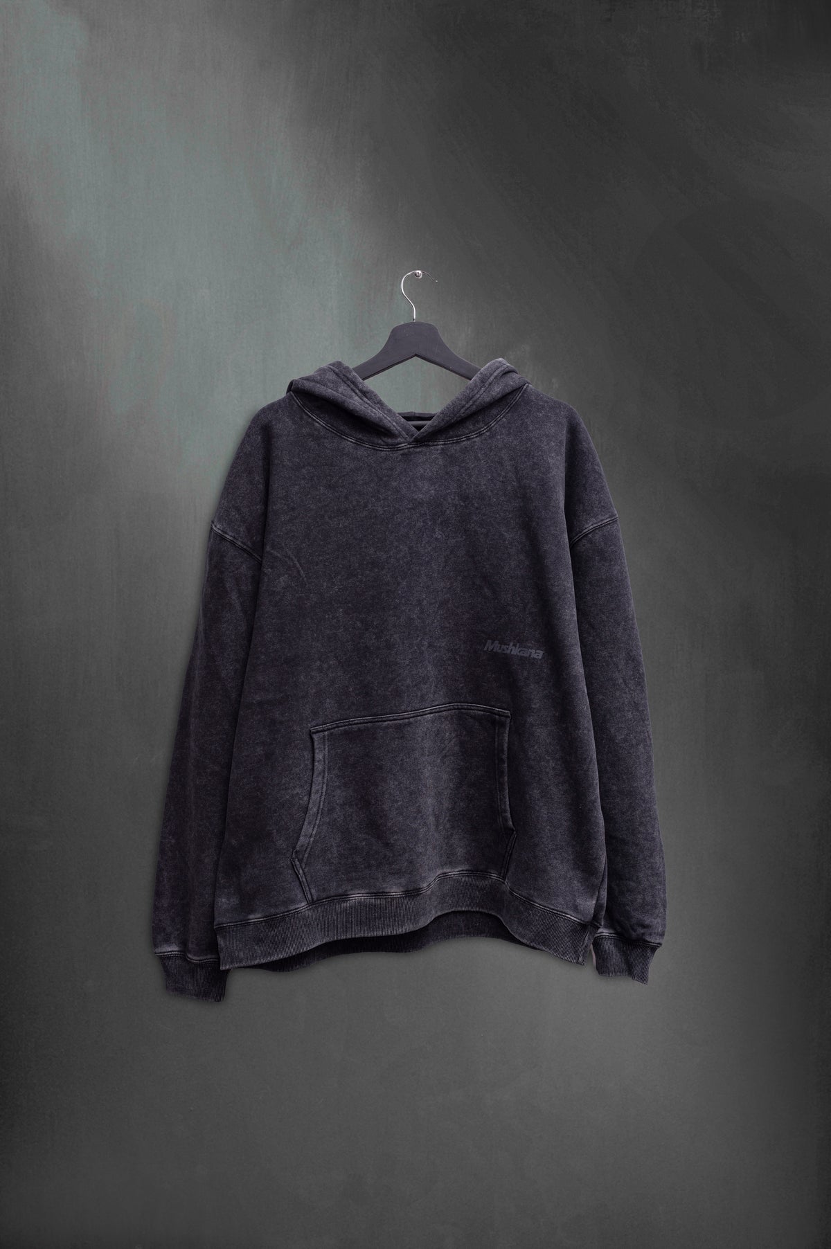 Hoodie Oversized Negro Washed Mushkana