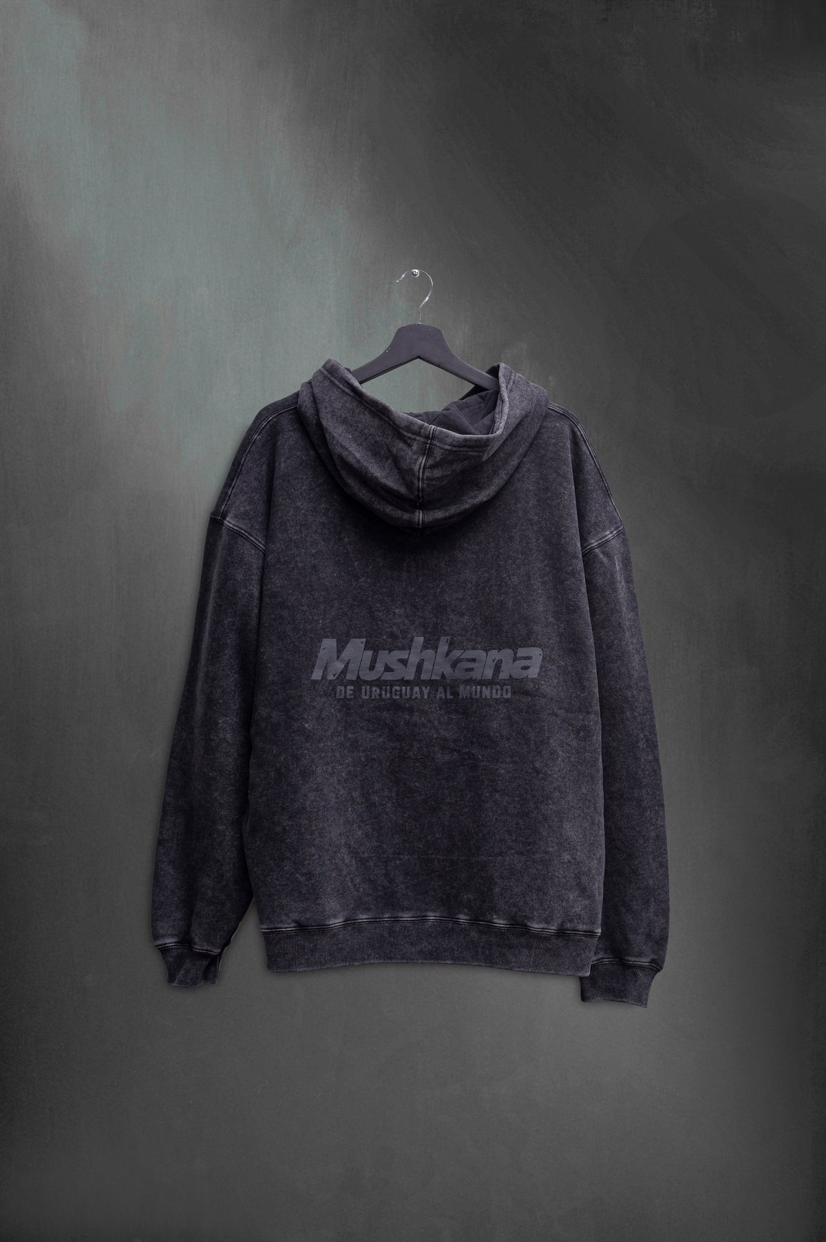 Hoodie Oversized Negro Washed Mushkana